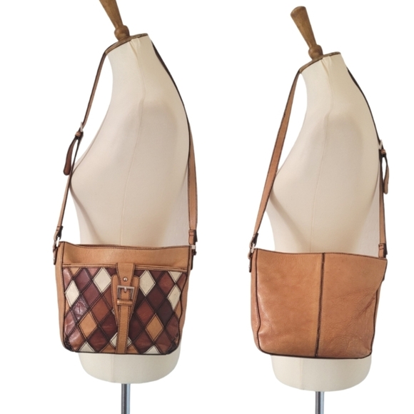 Etienne Aigner Vintage Leather Argyle Patchwork Shoulder Bag - Picture 1 of 8